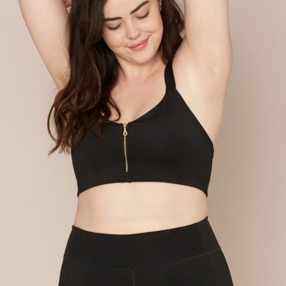 girlfriend collective Other - Girlfriend Collective Monroe Zip Front Black Sport